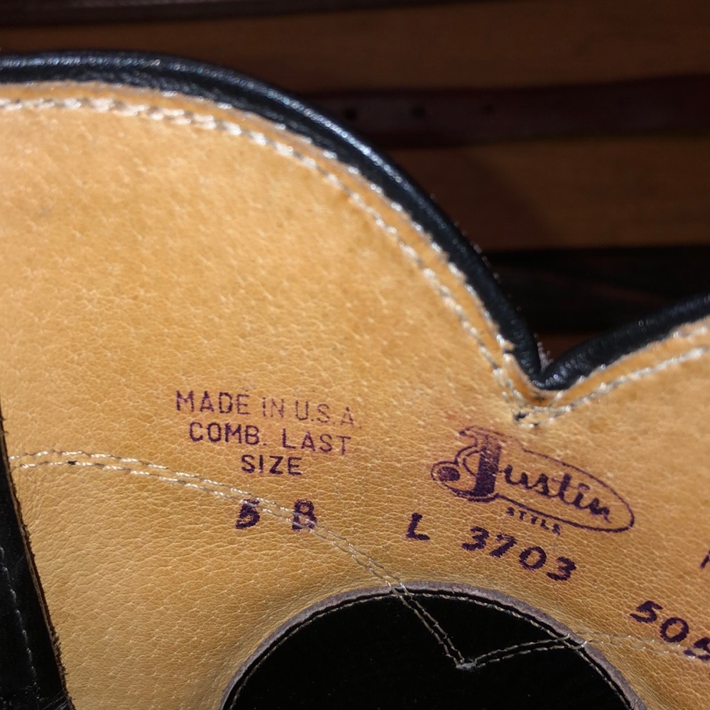 Justin black cowboy boots size 5 b great shape - Picture 6 of 7